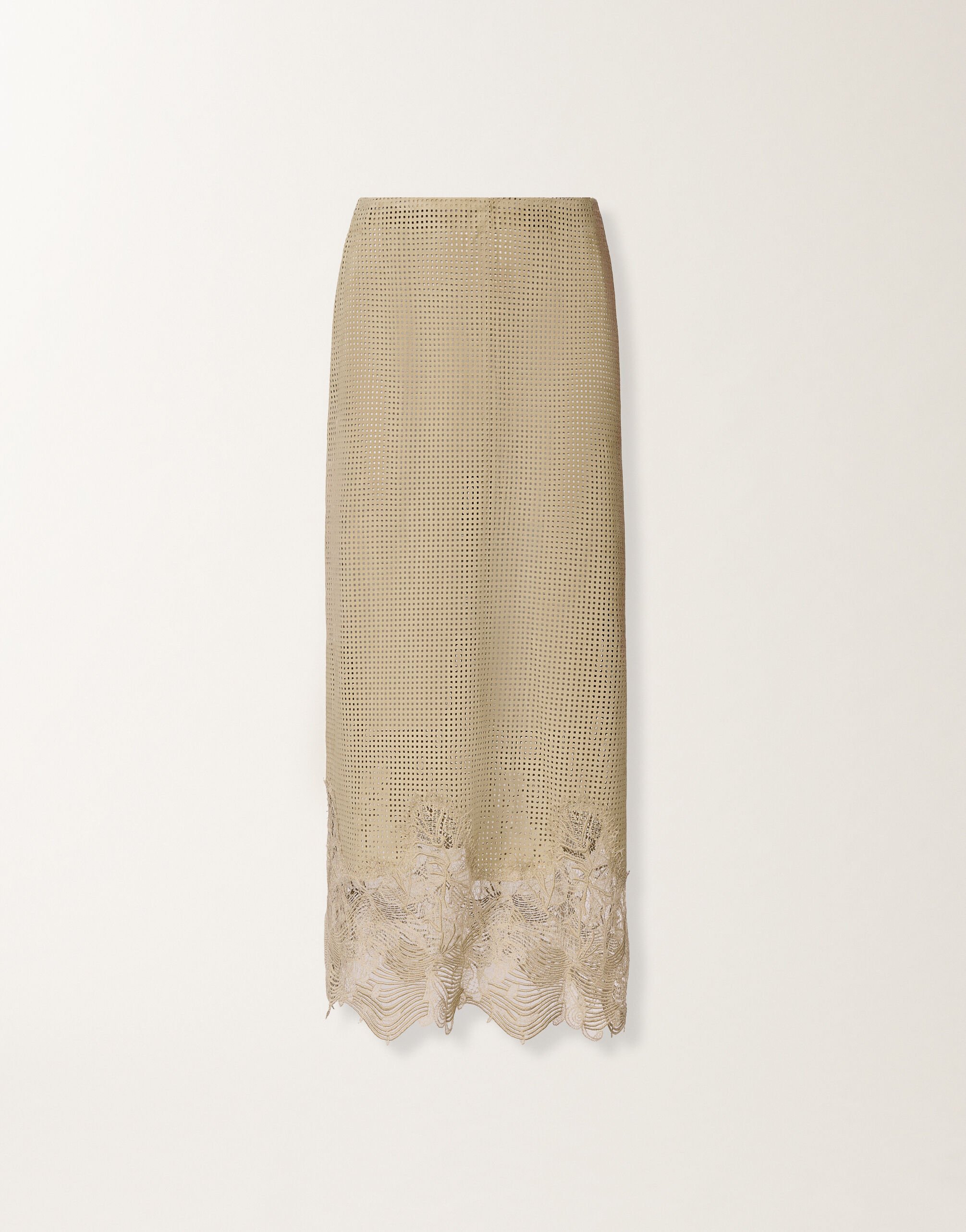 Pencil skirt in perforated suede, khaki Fabiana Filippi Pencil skirt in perforated suede, khaki KHAKI PLD276F719M1140000