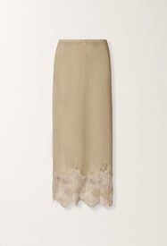 Pencil skirt in perforated suede, khaki Fabiana Filippi Pencil skirt in perforated suede, khaki KHAKI PLD276F719M1140000