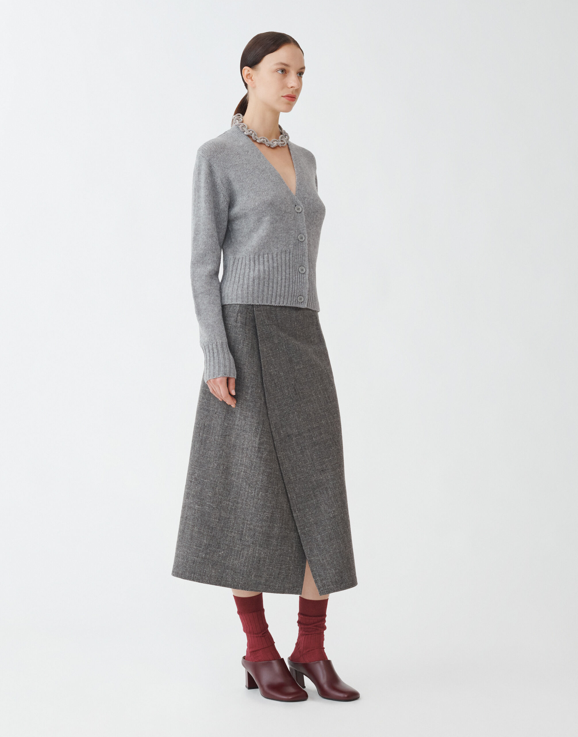 Fabiana Filippi Brushed cashmere cropped cardigan, melange rock MELANGE ROCK MAD264F038N9000000