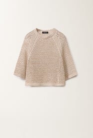 Fabiana Filippi Cotton mesh cape, white and greige WHITE/GREIGE MAD275F117L3830000