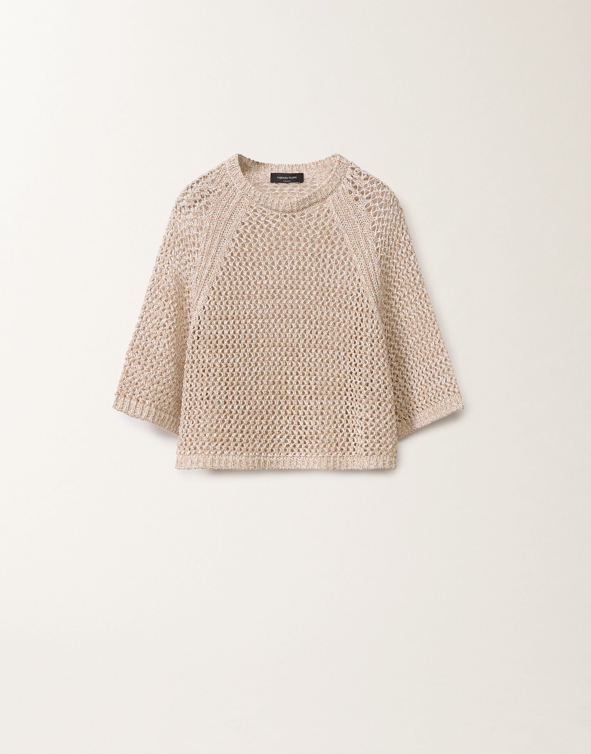 Fabiana Filippi Cape en mesh de coton, blanc et grège BLANC/GRIGE MAD275F117L3830000