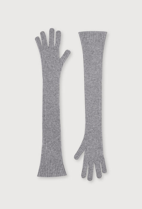 Fabiana Filippi Long cashmere gloves, rock grey SAD264A789D6420000