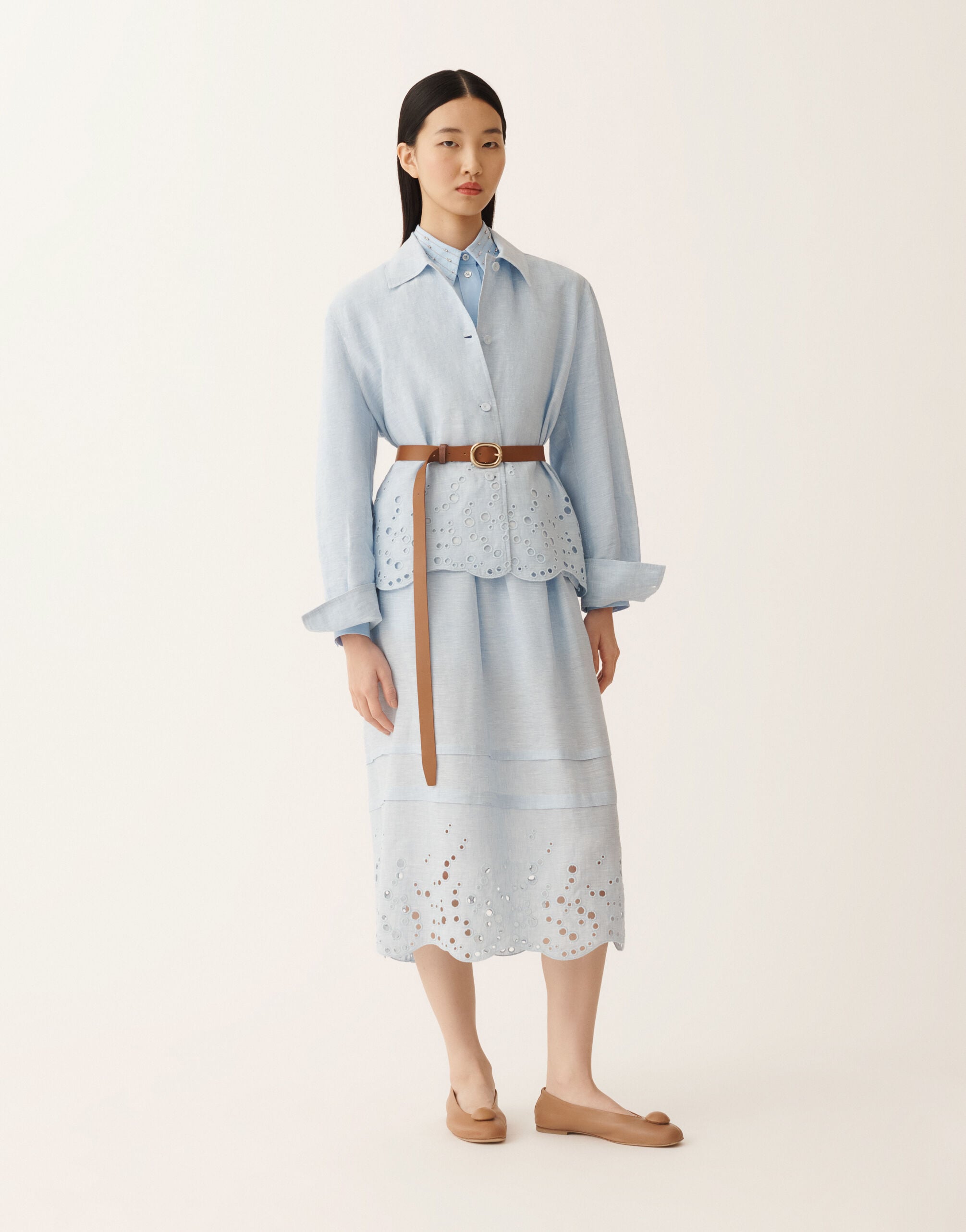Sky blue linen canvas jacket for Women | Fabiana Filippi®