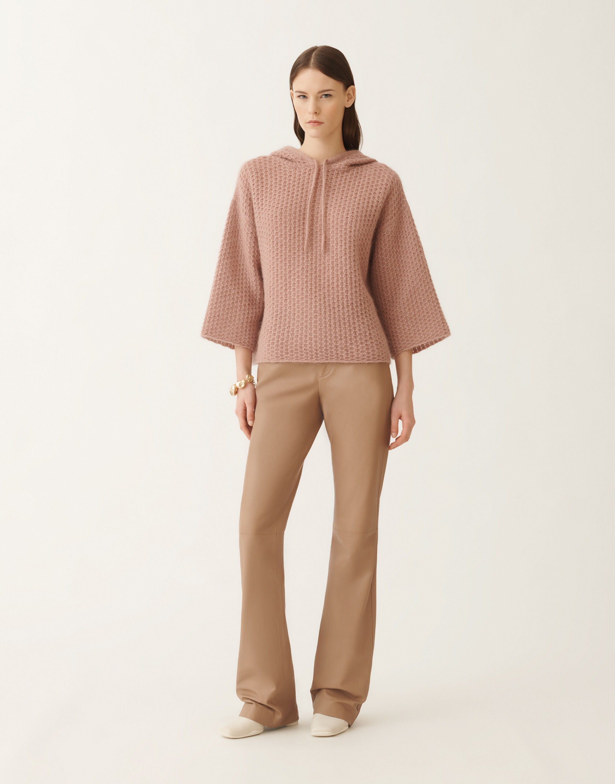 Fabiana Filippi Platinum mohair hoodie, smoke pink PINK MAD215F076L5510000