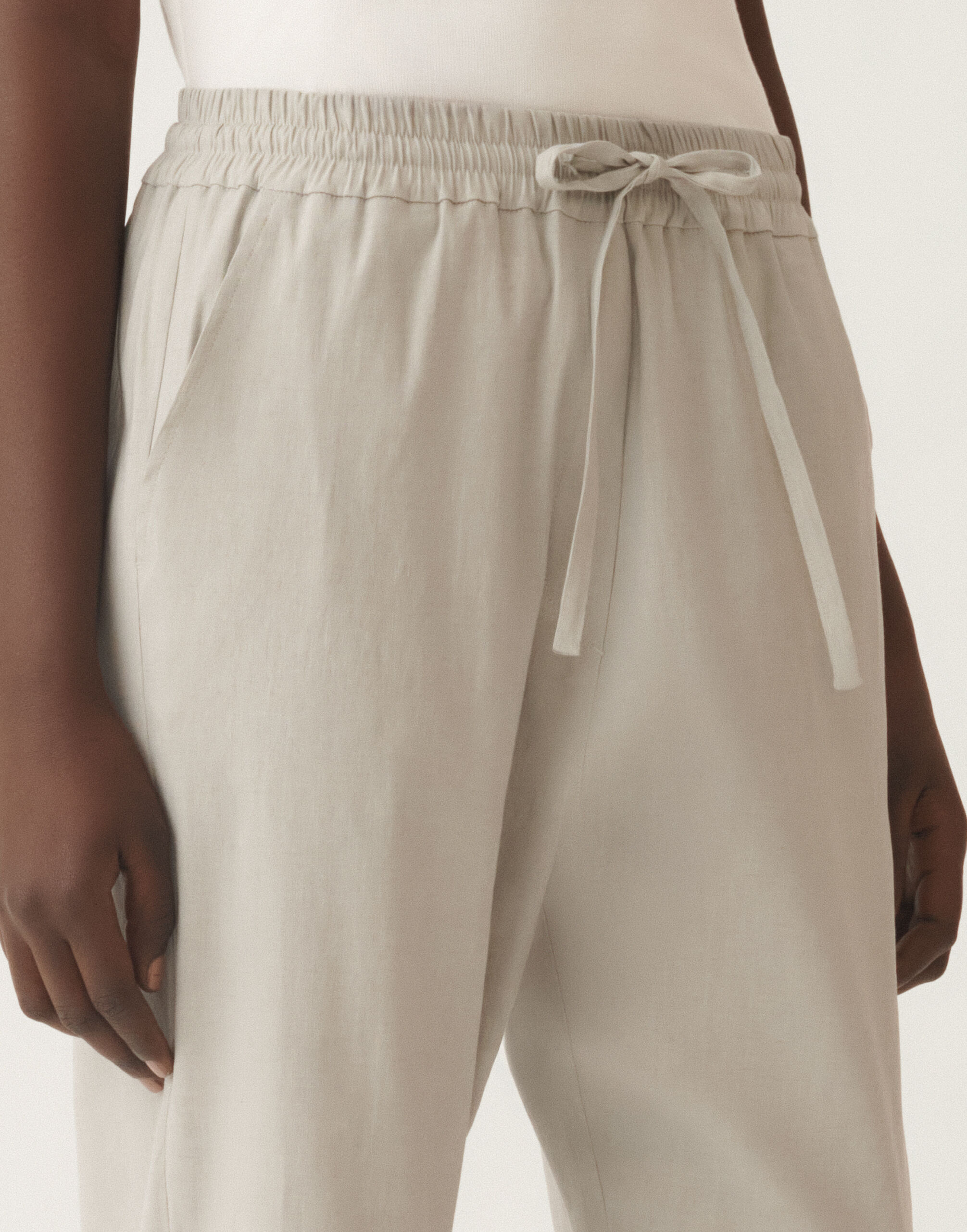 Fabiana Filippi Stretch viscose and linen trousers, steel STEEL PADC02F410H5490000
