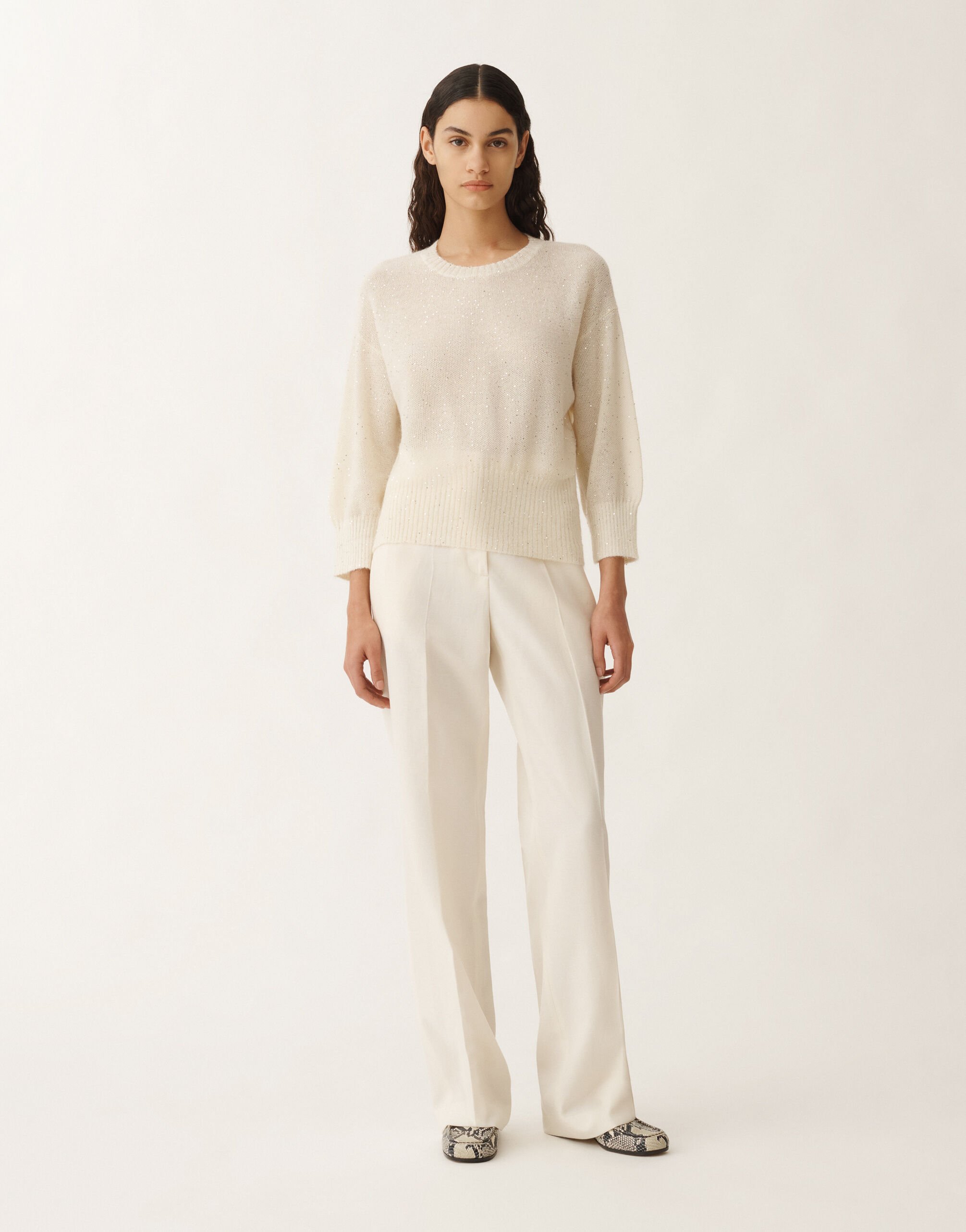 Fabiana Filippi Maglia in mohair, mastice BIANCO MAD265F040D8170000