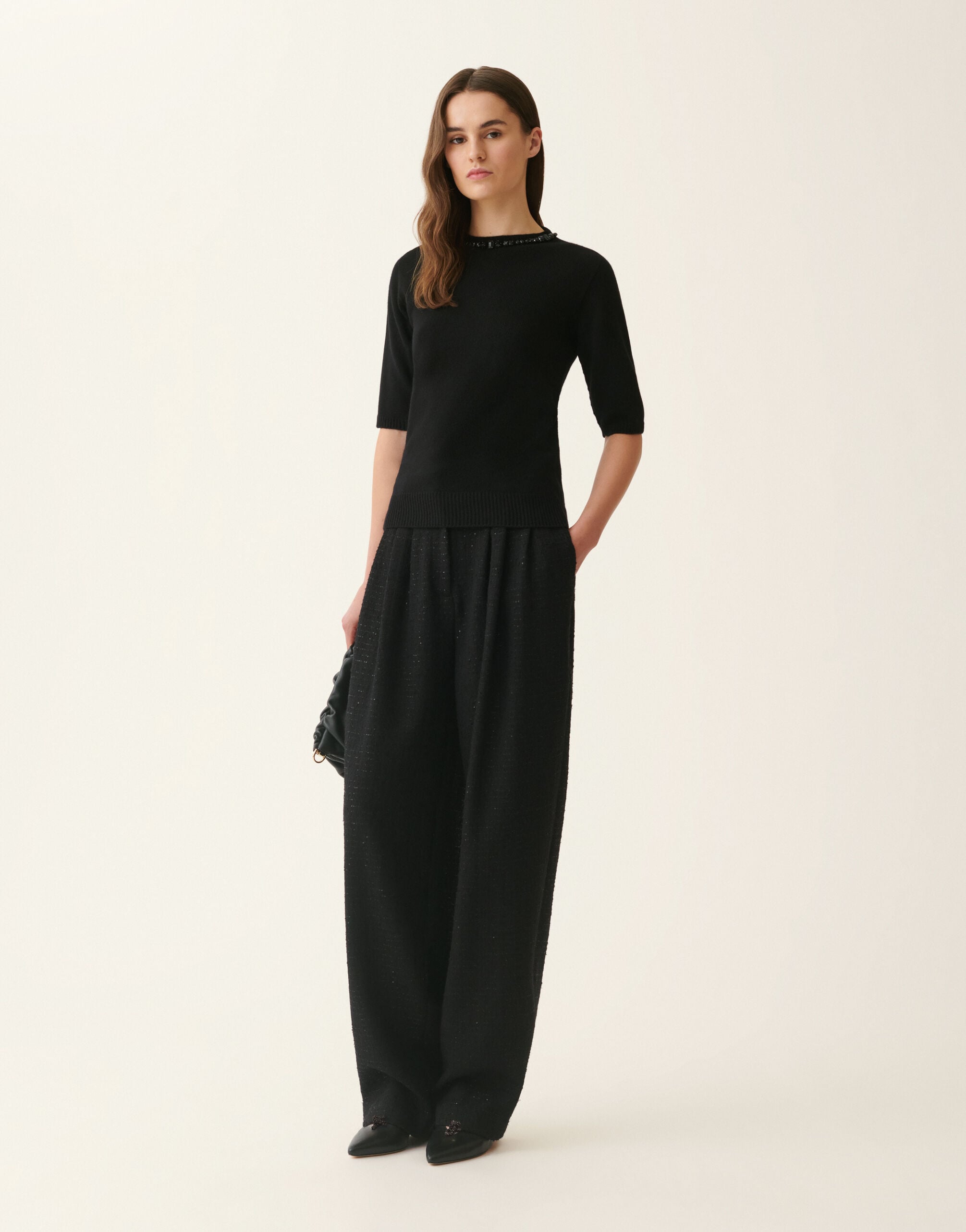 Platinum sweater with crystals, black Fabiana Filippi Platinum sweater with crystals, black Black MAD226F490M4800000