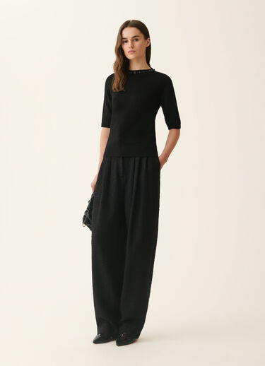 Platinum sweater with crystals, black Fabiana Filippi Platinum sweater with crystals, black Black MAD226F490M4800000