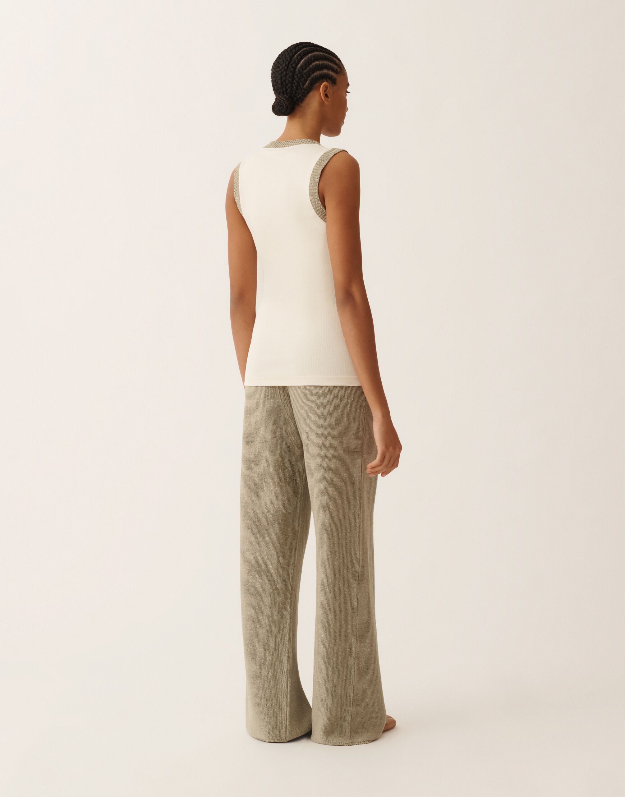 Fabiana Filippi Camiseta de tirantes de punto en color mantequilla y caqui MANTEQUILLA JED276F582M2240000