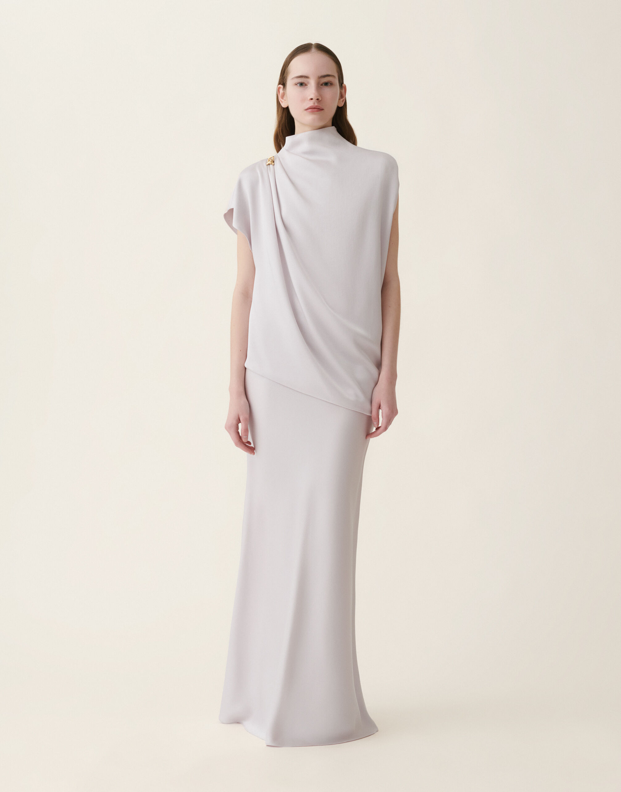 Top aus glänzendem Enver-Satin, steinfarben Fabiana Filippi Top aus glänzendem Enver-Satin, steinfarben Steinfarben TPD216F258D9820000