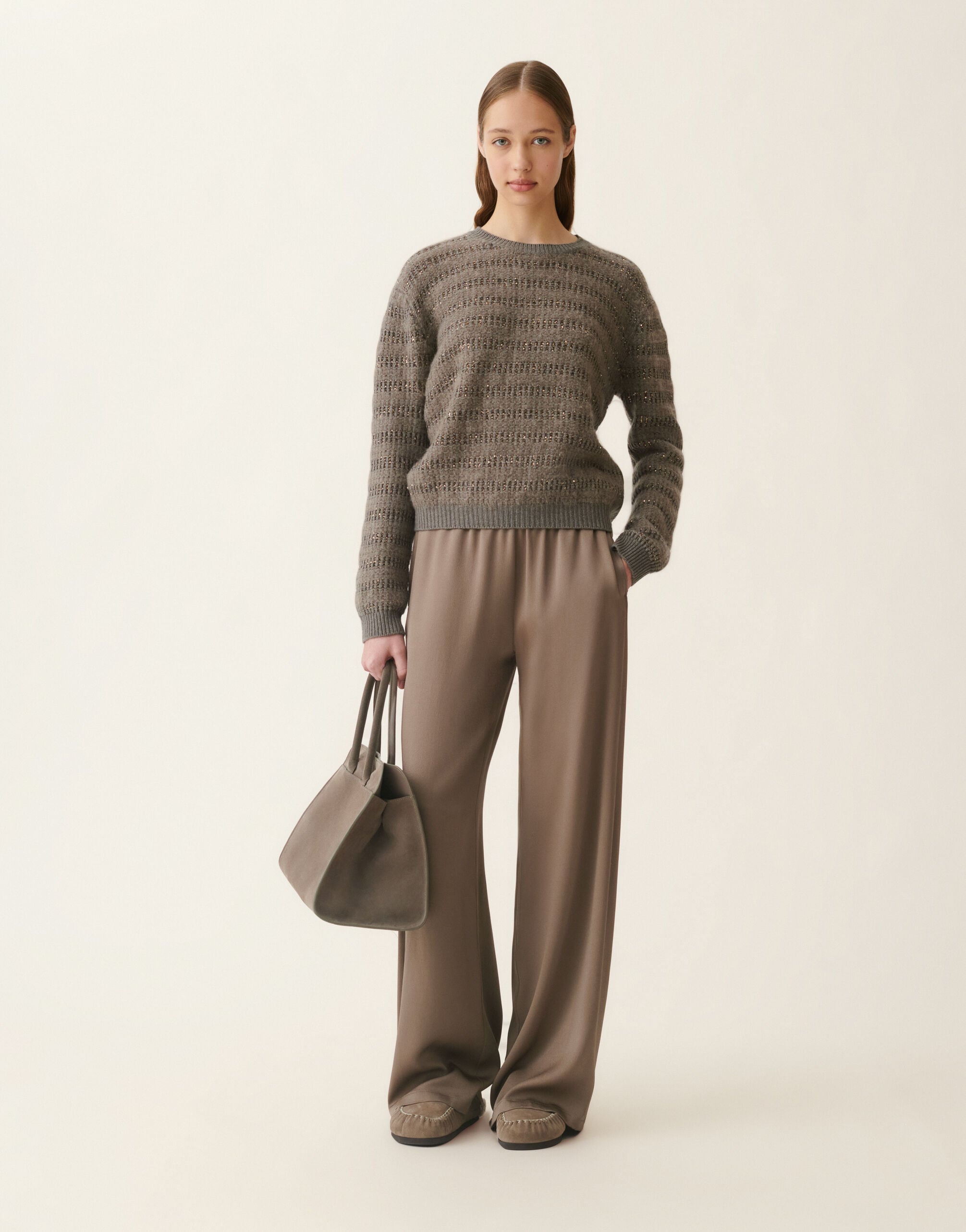 Fabiana Filippi Platinum and mohair sweater with sequin stripes, falcon Falcon MAD226F452M4200000