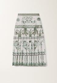 Fabiana Filippi Rock aus Seiden-Twill mit Print Pikta in weiß, wassergrün und oktan BLAU GND275F843D8600000