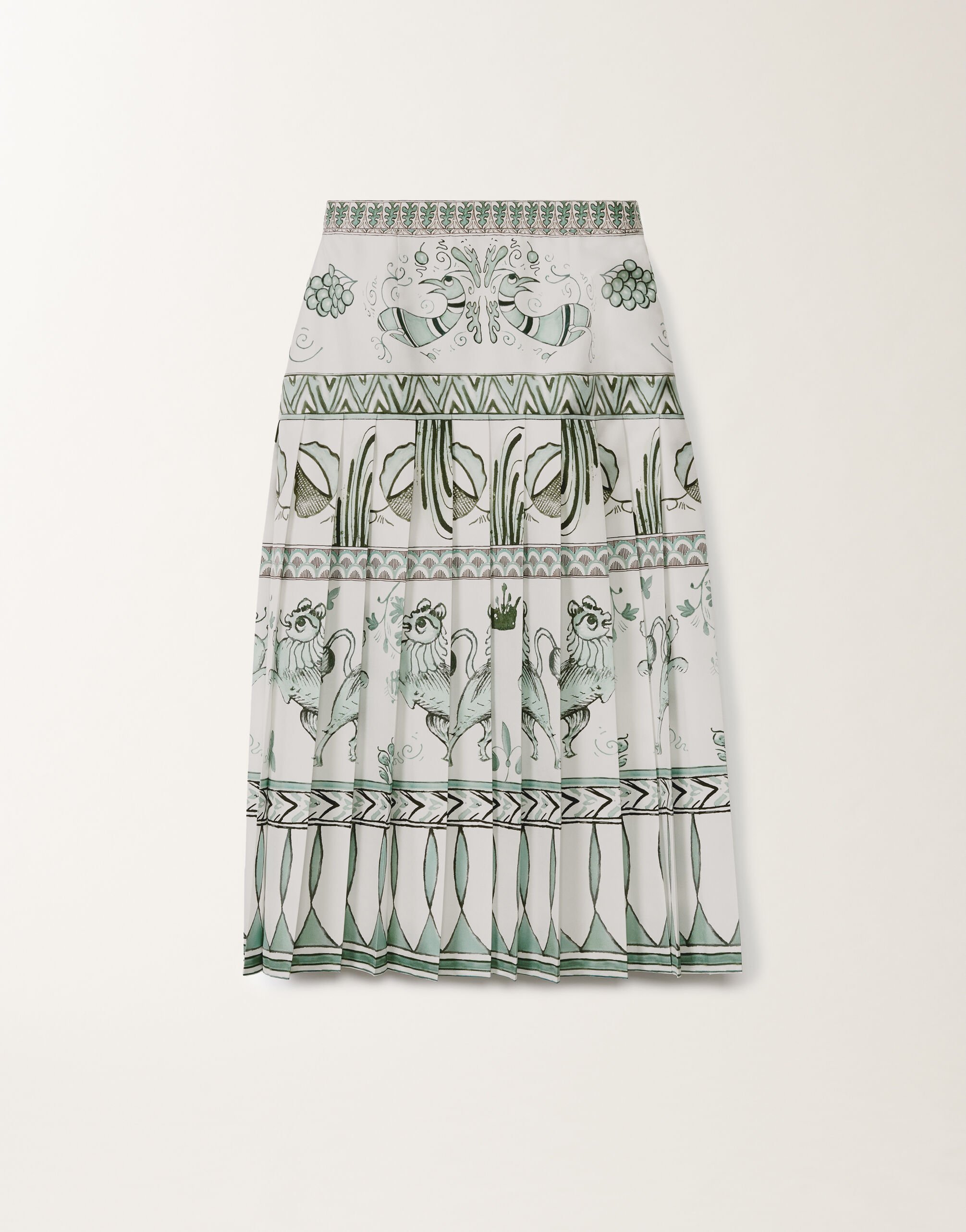 Fabiana Filippi Jupe en sergé de soie à imprimé picta, blanc, vert d’eau et bleu pétrole BLANC/TURQUOISE/VERT EAU GND275F843D8600000