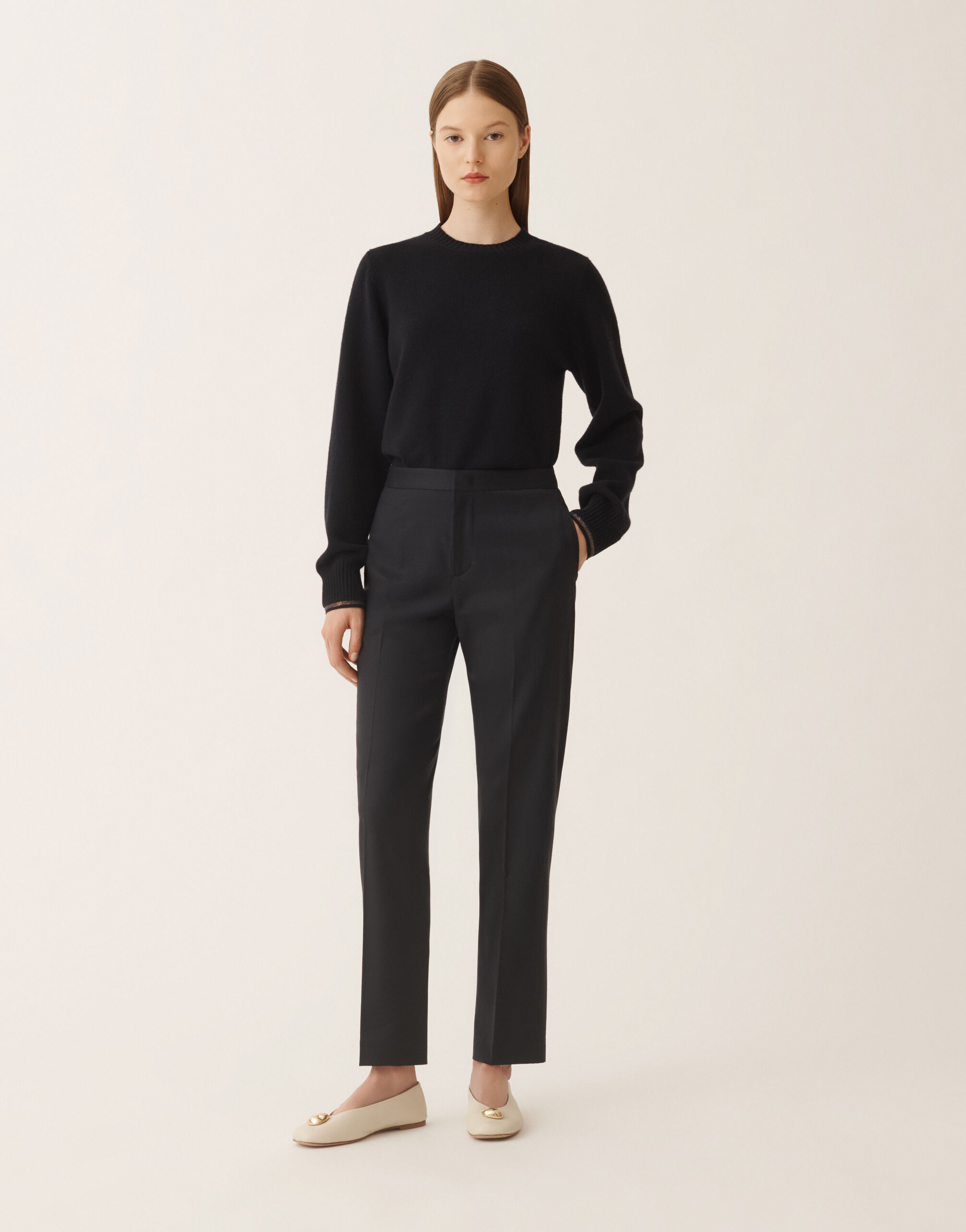 Fabiana Filippi Pantalones Montefalco en franela, azul medianoche Azul PAD225F326L6640000