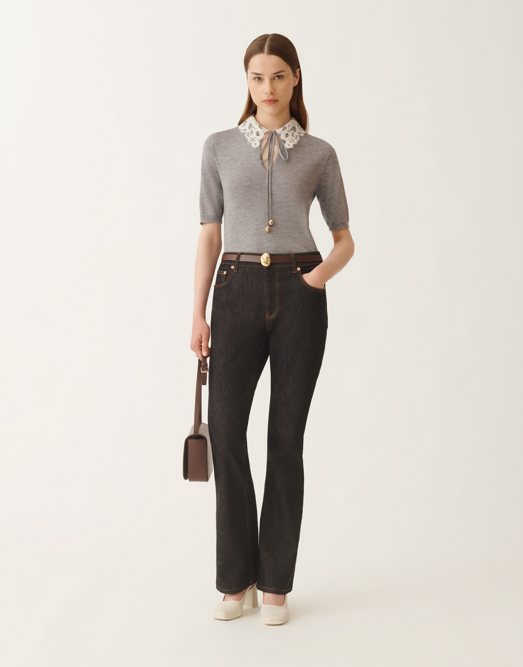 Fabiana Filippi Pull en cachemire et soie, roche GRIS MAD215F006L5940000