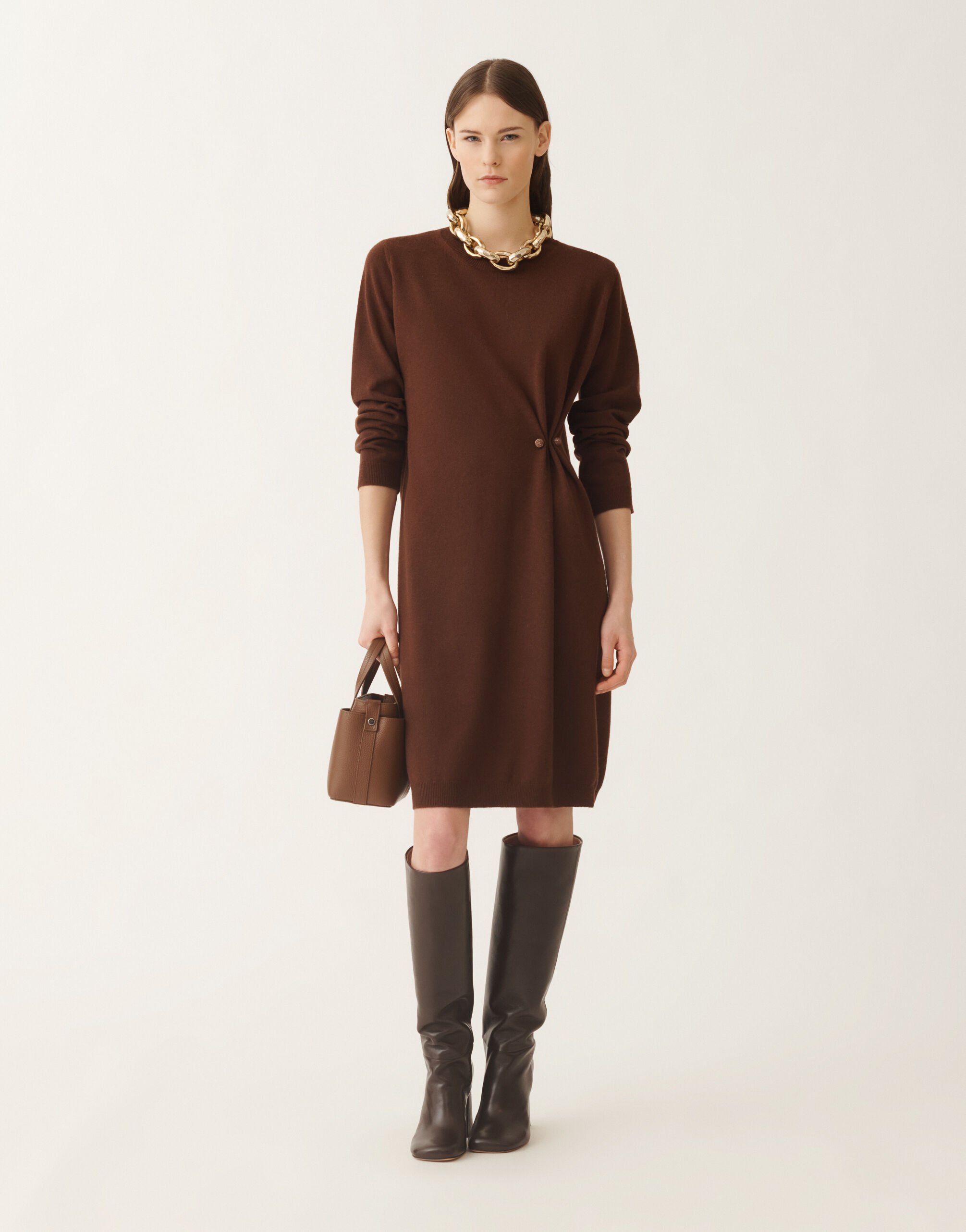 Fabiana Filippi Platinum dress, ebony BROWN ABD215F141L5170000