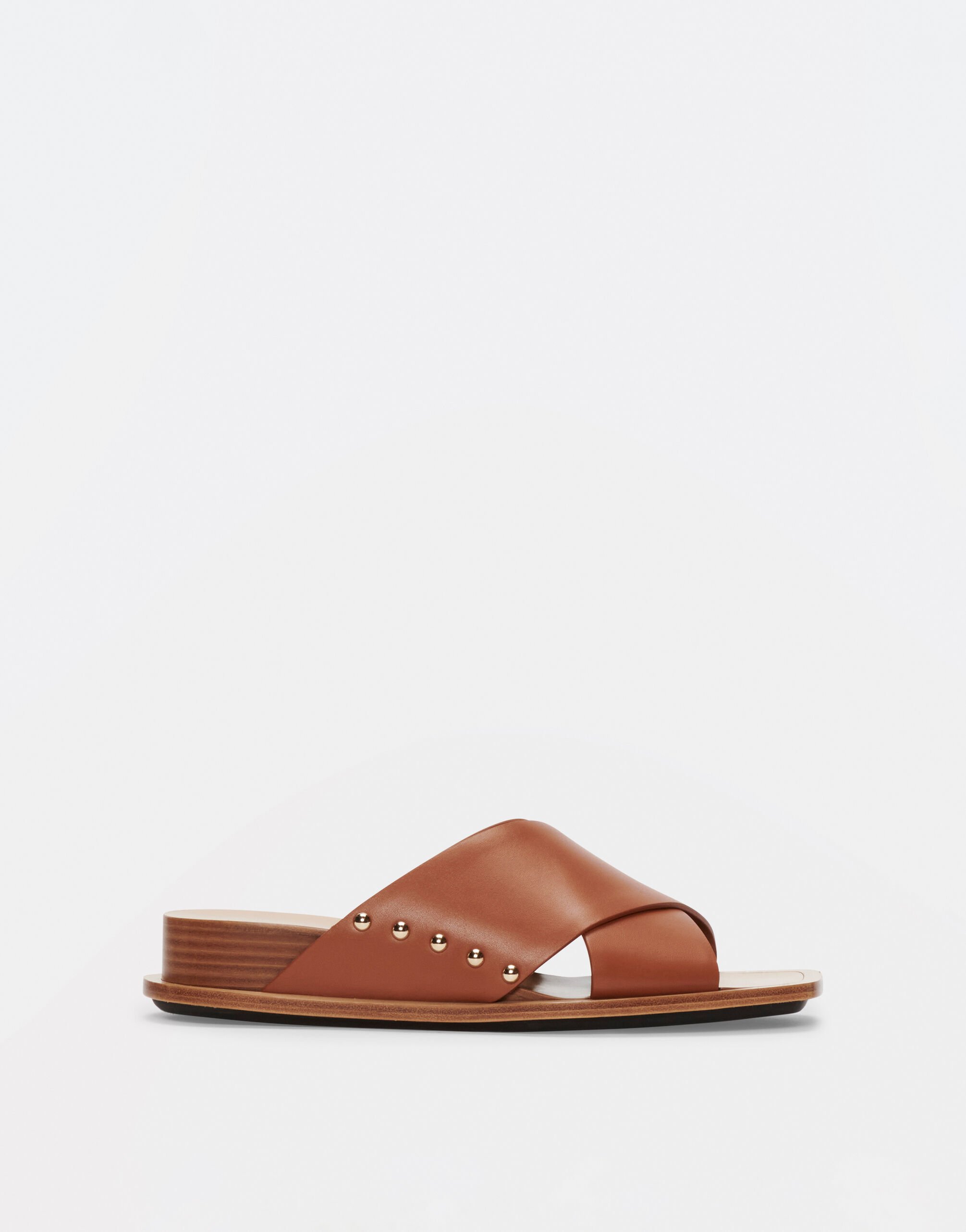 Fabiana Filippi CROSS OVER LEATHER SANDALS WITH STUD DETAIL PISTACHIO ASD274A935H1390000