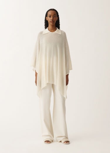 Fabiana Filippi Cape with mohair collar, putty WHITE SAD265A809D8170000