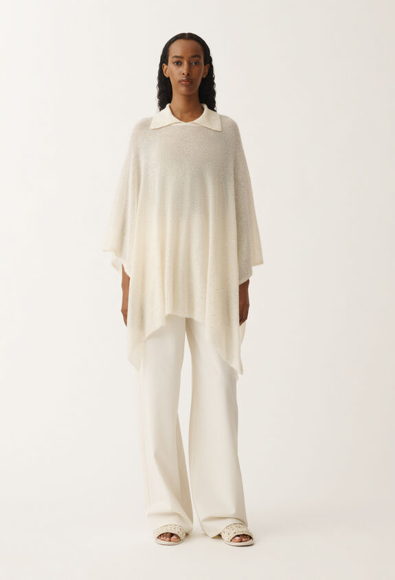Fabiana Filippi Cape avec col en mohair, mastic BLANC SAD265A809D8170000