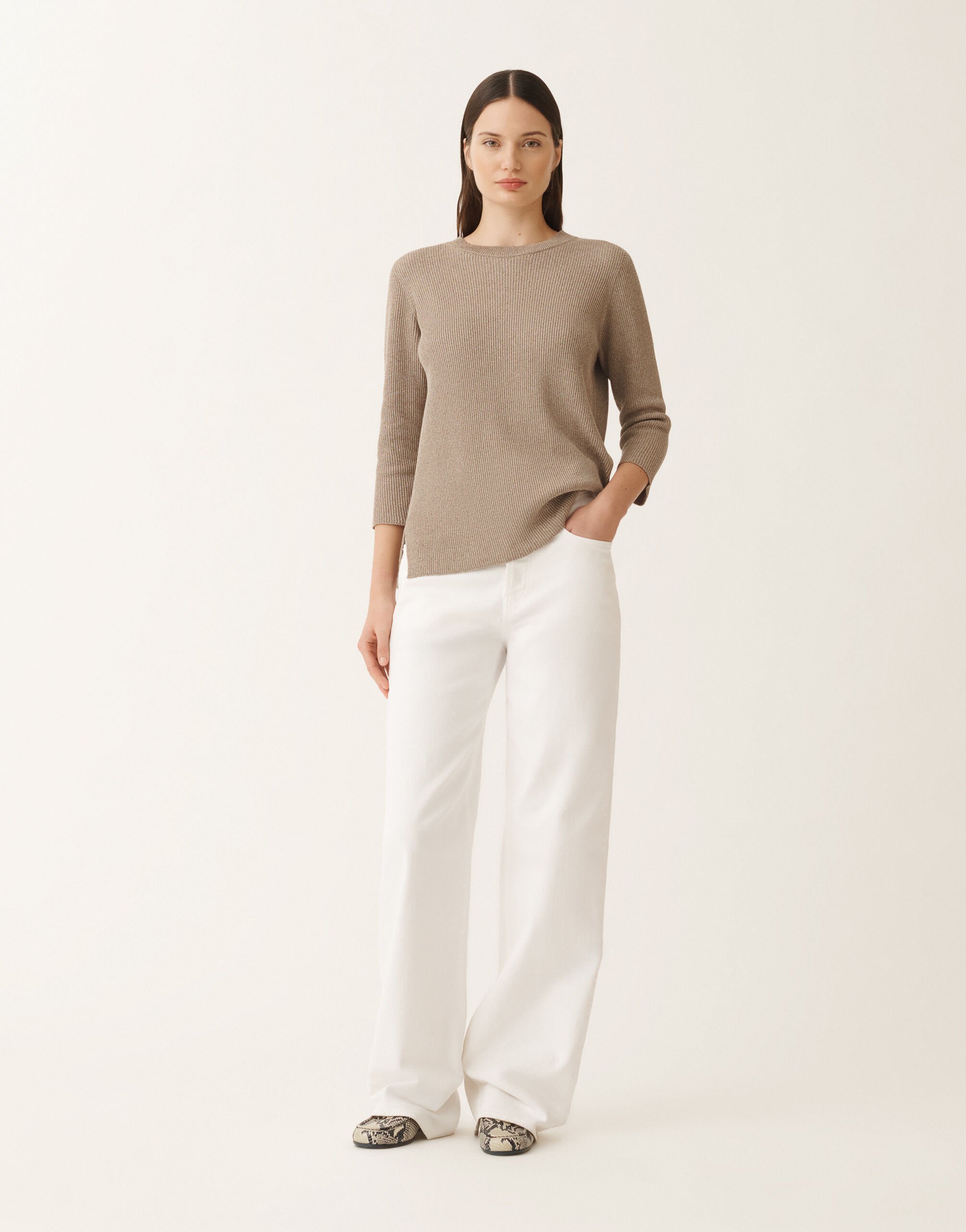 Fabiana Filippi Organic cotton and lurex sweater, clay CLAY MAD275F494L4520000