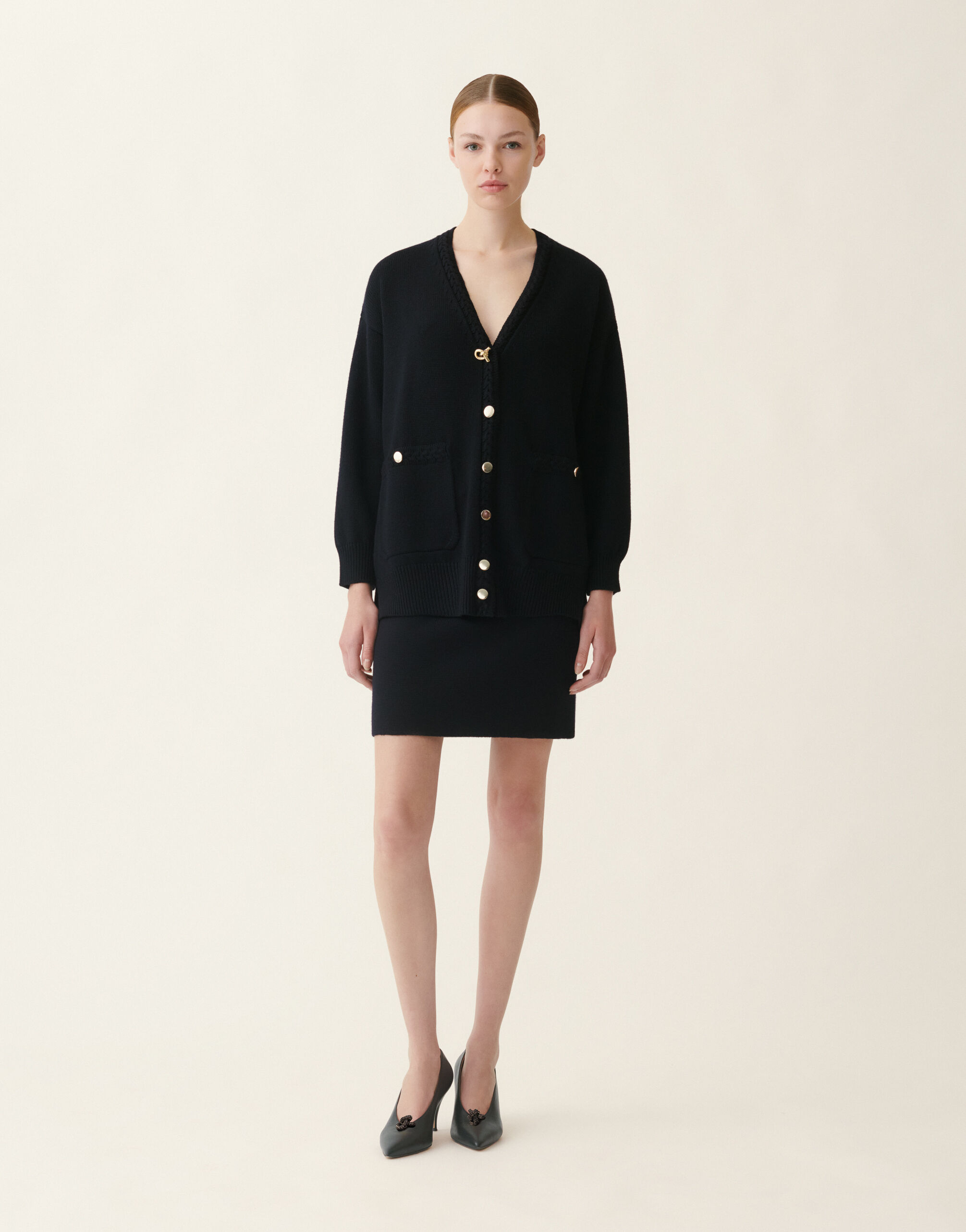 Cardigan en laine mérinos, bleu nuit Fabiana Filippi Cardigan en laine mérinos, bleu nuit Bleu nuit MAD216F063D4620000