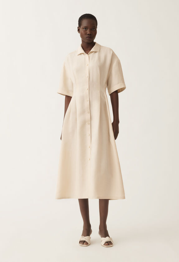 Fabiana Filippi Linen and viscose shirt dress, light sand SAND ABDC02F101H5470000