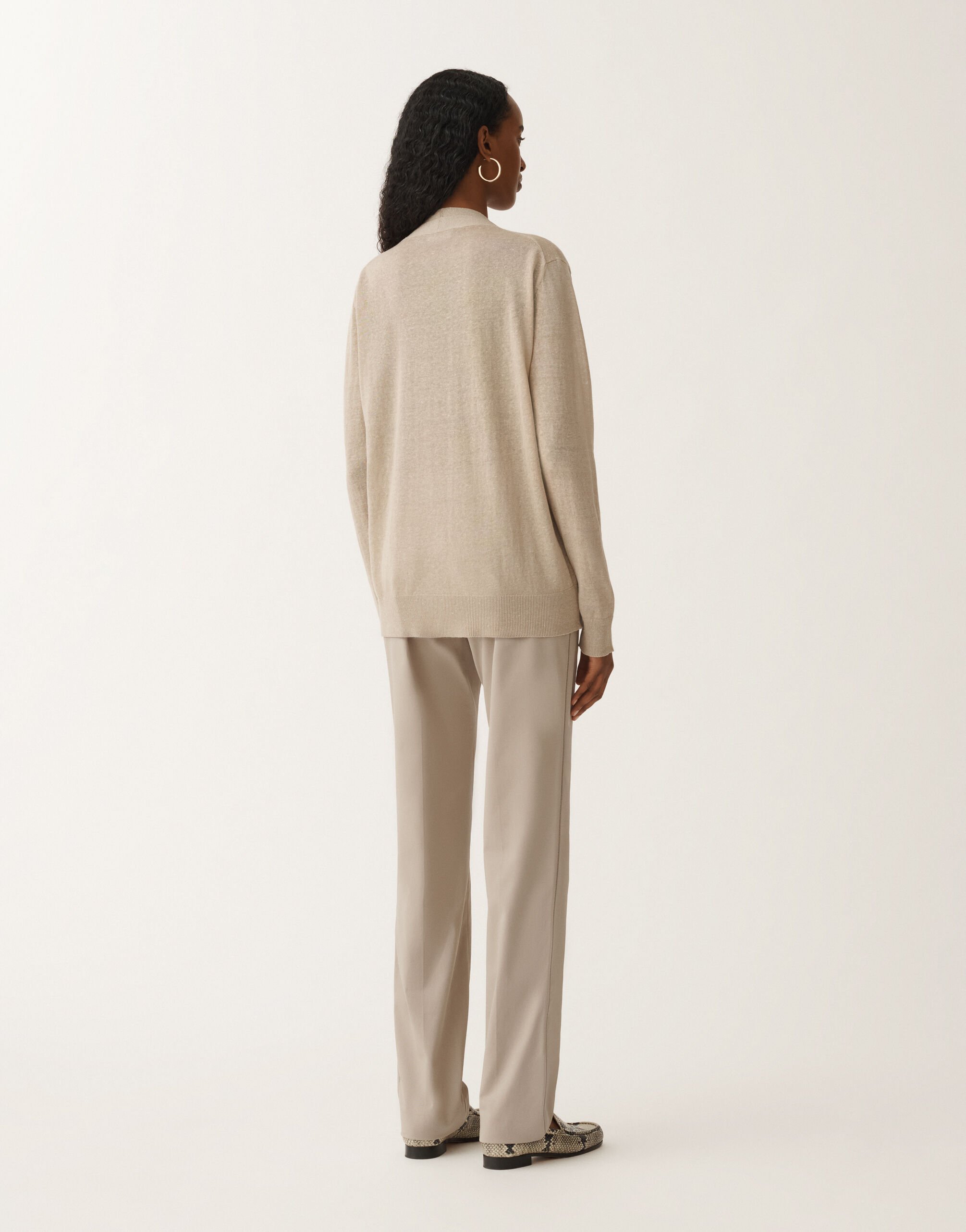 Fabiana Filippi Linen cardigan, greige GREIGE MAD275F339D8560000