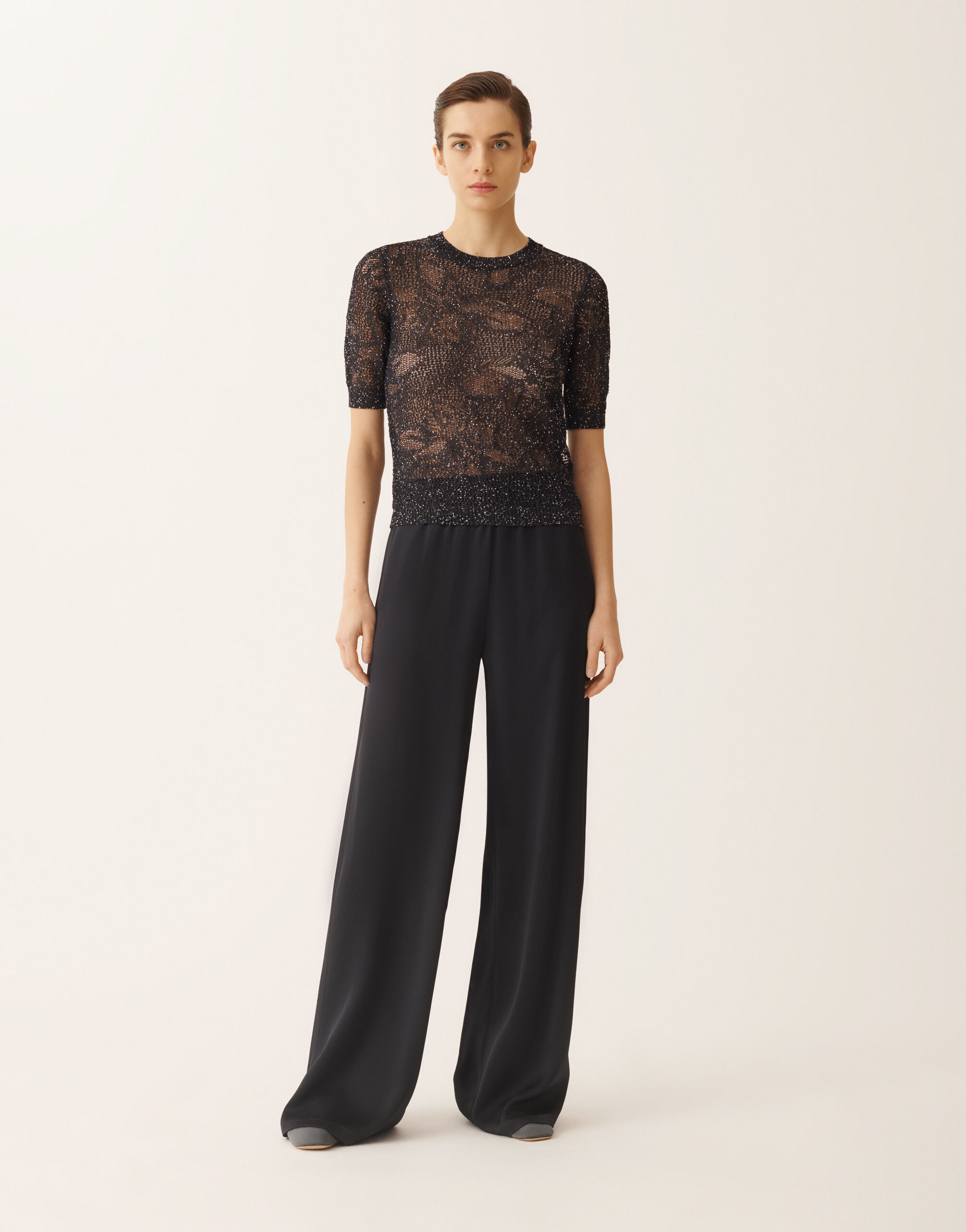 Pull en micro-paillettes bleu nuit Fabiana Filippi Pull en micro-paillettes bleu nuit BLEU NUIT MAD276F131D8640000