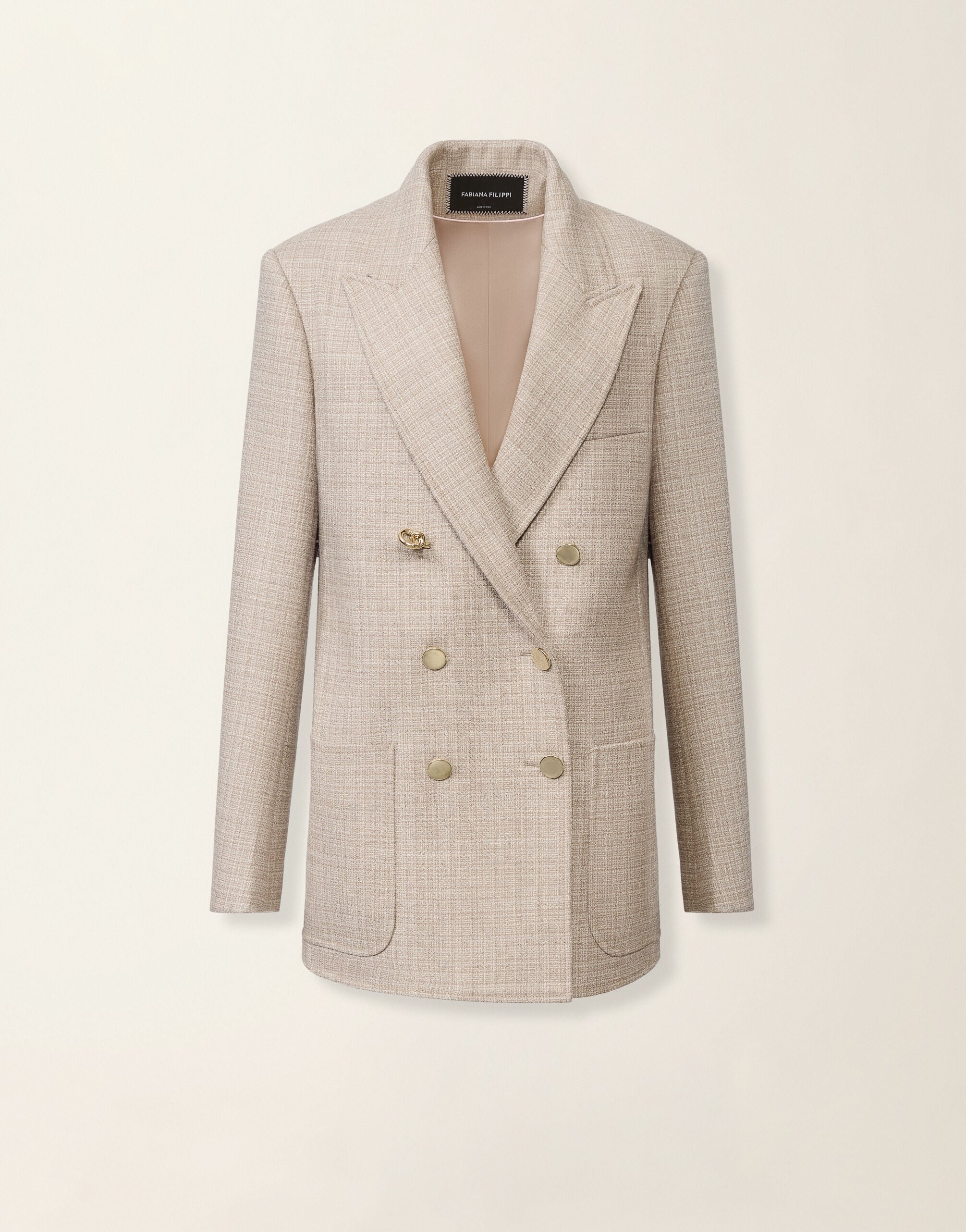 Blazer doppiopetto in mouliné, moka meringa Fabiana Filippi Blazer doppiopetto in mouliné, moka meringa Moka meringa GCD216F179D9830000