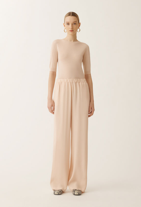 Fabiana Filippi Pantalon Trevi longer en envers satin, rose poudré ROSE PAD265F456L2880000
