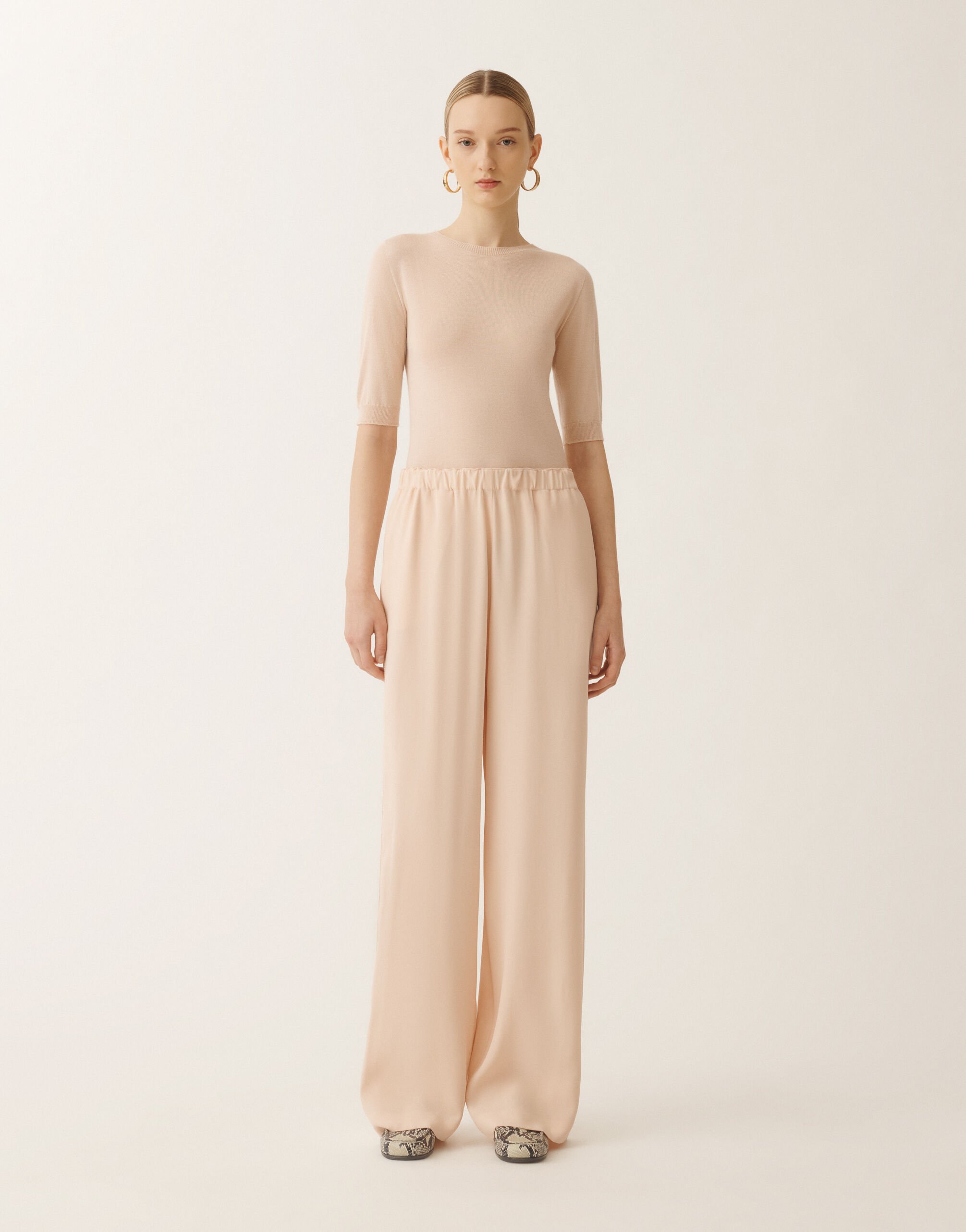 Fabiana Filippi Trevi longer envers satin trousers, dusty pink PINK PAD265F456L2880000