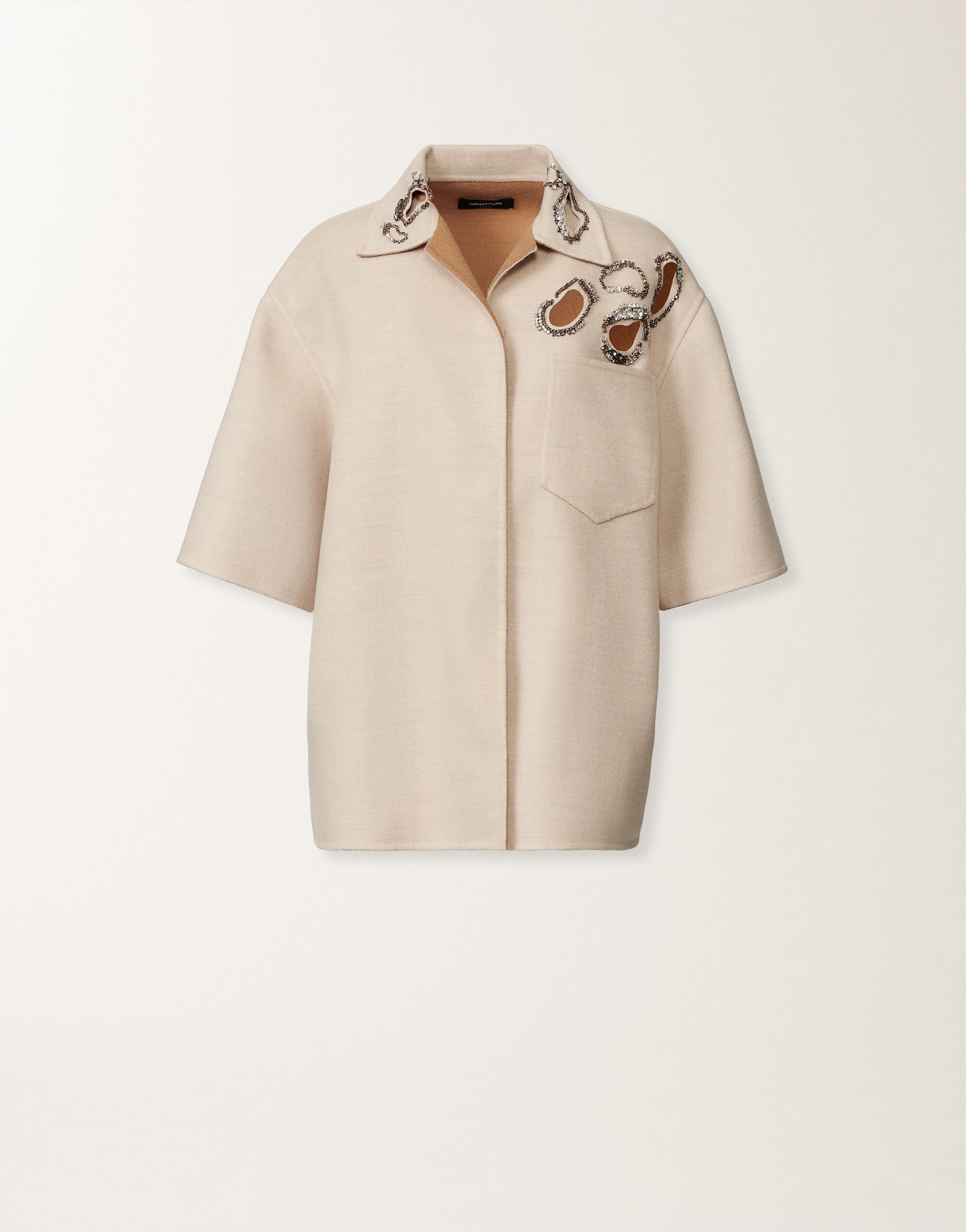 Fabiana Filippi Double wool shirt jacket, rope and wicker BEIGE CTD215F306L5530000