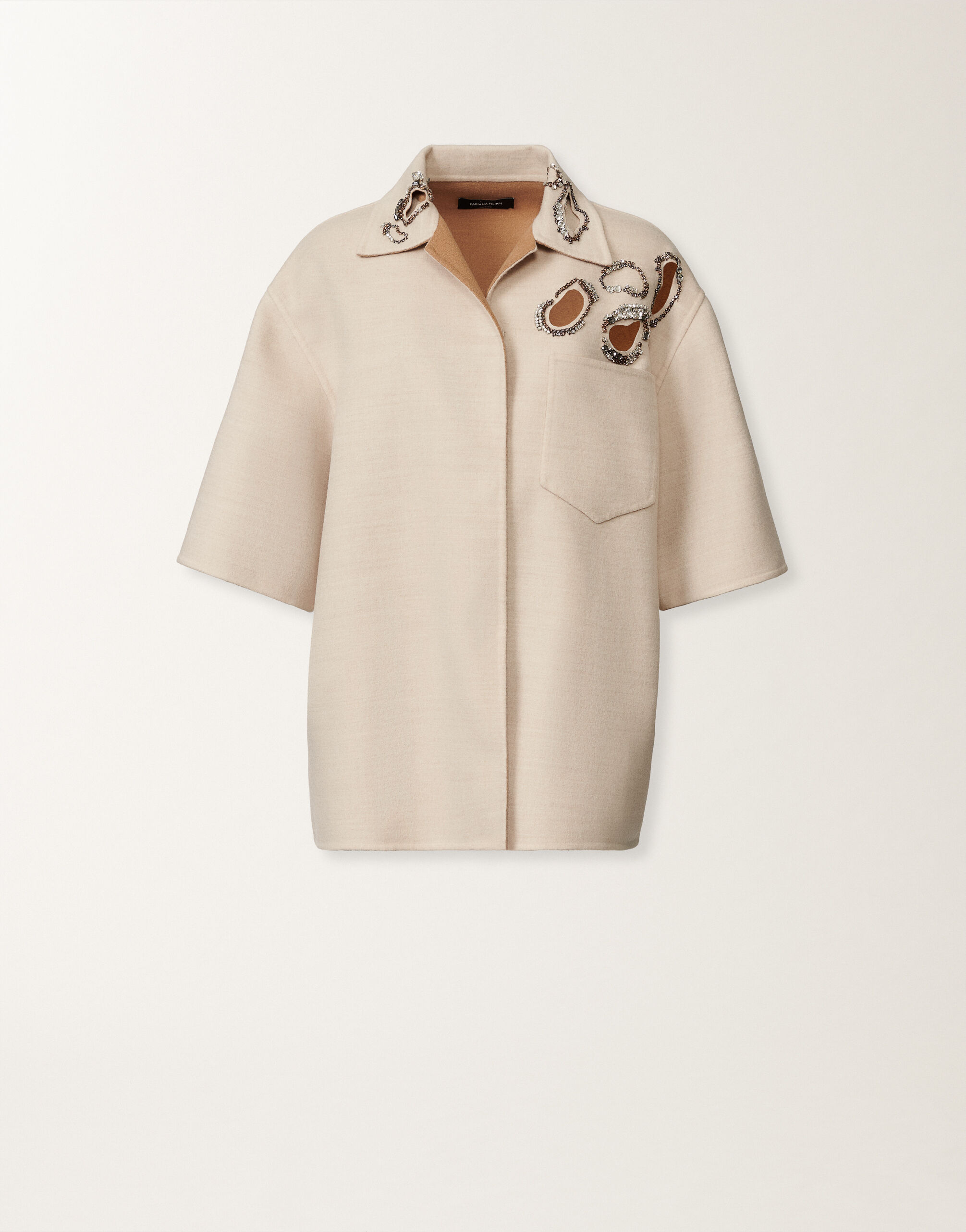 Fabiana Filippi Double wool shirt jacket, rope and wicker BEIGE CTD215F306L5530000