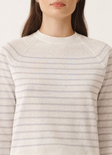 Fabiana Filippi Linen striped sweater, white and mauve WHITE/LAVENDER MAD275F031L3420000