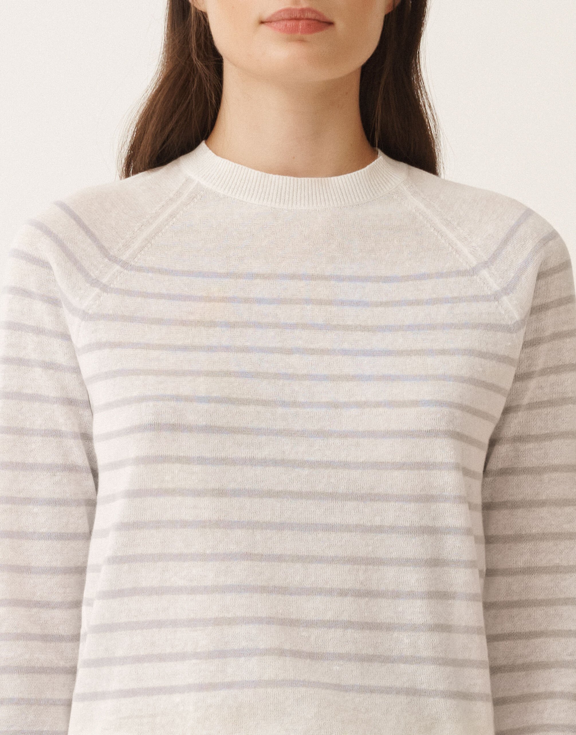 Fabiana Filippi Linen striped sweater, white and mauve WHITE/LAVENDER MAD275F031L3420000