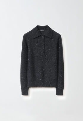 Fabiana Filippi Sequinned polo shirt, charcoal BLUE MAD214F096D7230000