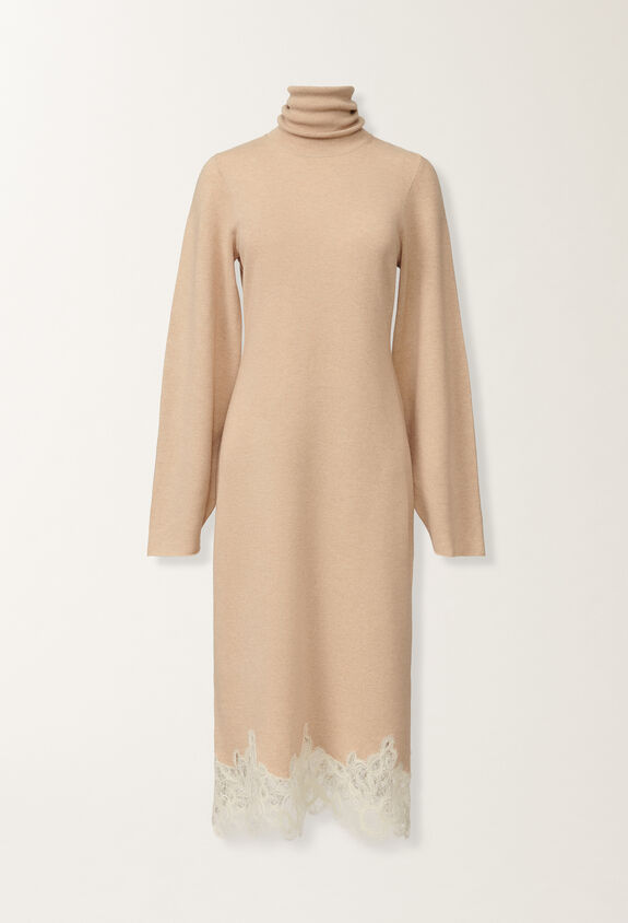 Fabiana Filippi Platinum dress with macramé lace, rope BEIGE ABD215F148L5190000