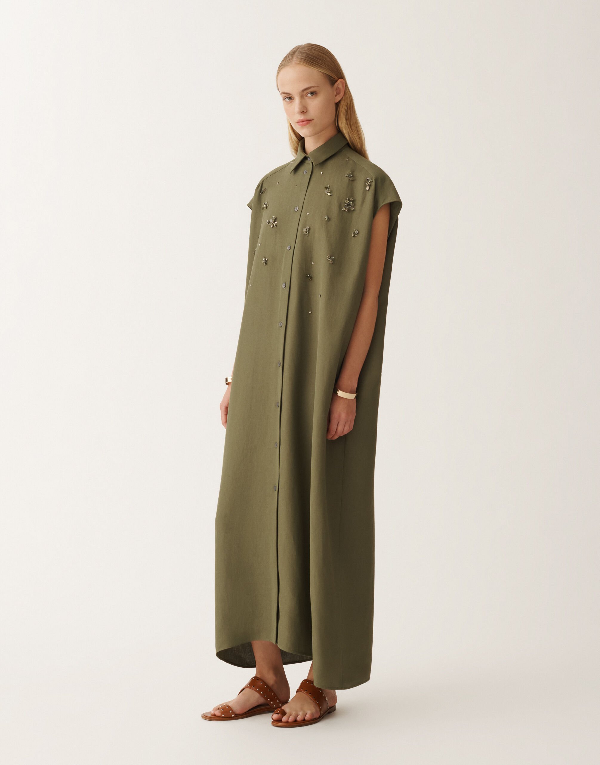 Fabiana Filippi Blusenkleid aus Leinen und Viskose, grasgrün GRÜN ABD275F655L3720000