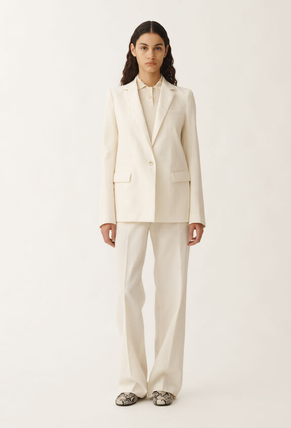 Fabiana Filippi Wool and linen mat jacket, vanilla WHITE GCD265F315D8220000