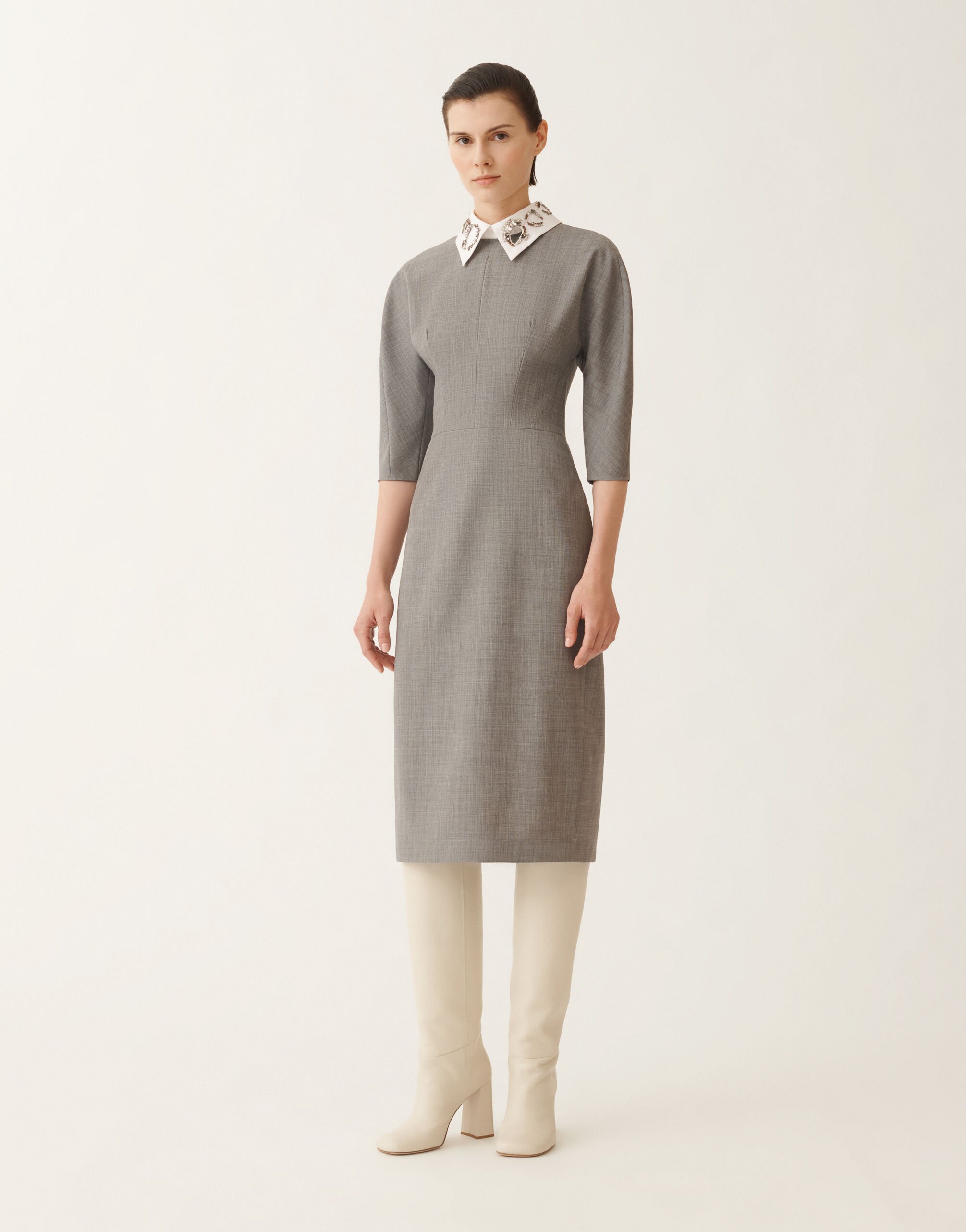 Fabiana Filippi Robe en laine froide, roche chinée GRIS ABD215F192L5560000
