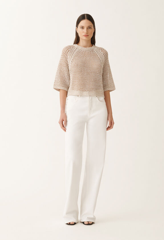 Fabiana Filippi Cappa in rete di cotone, bianco e greige BIANCO/GREIGE MAD275F117L3830000