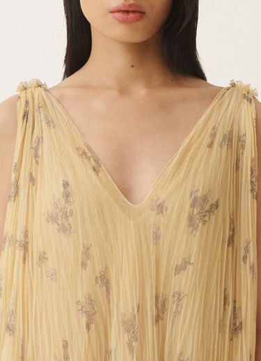 Fabiana Filippi Kleid aus plissiertem Tüll mit Print Botanical Picta, kanariengelb KANARIE ABD275F622L3870000