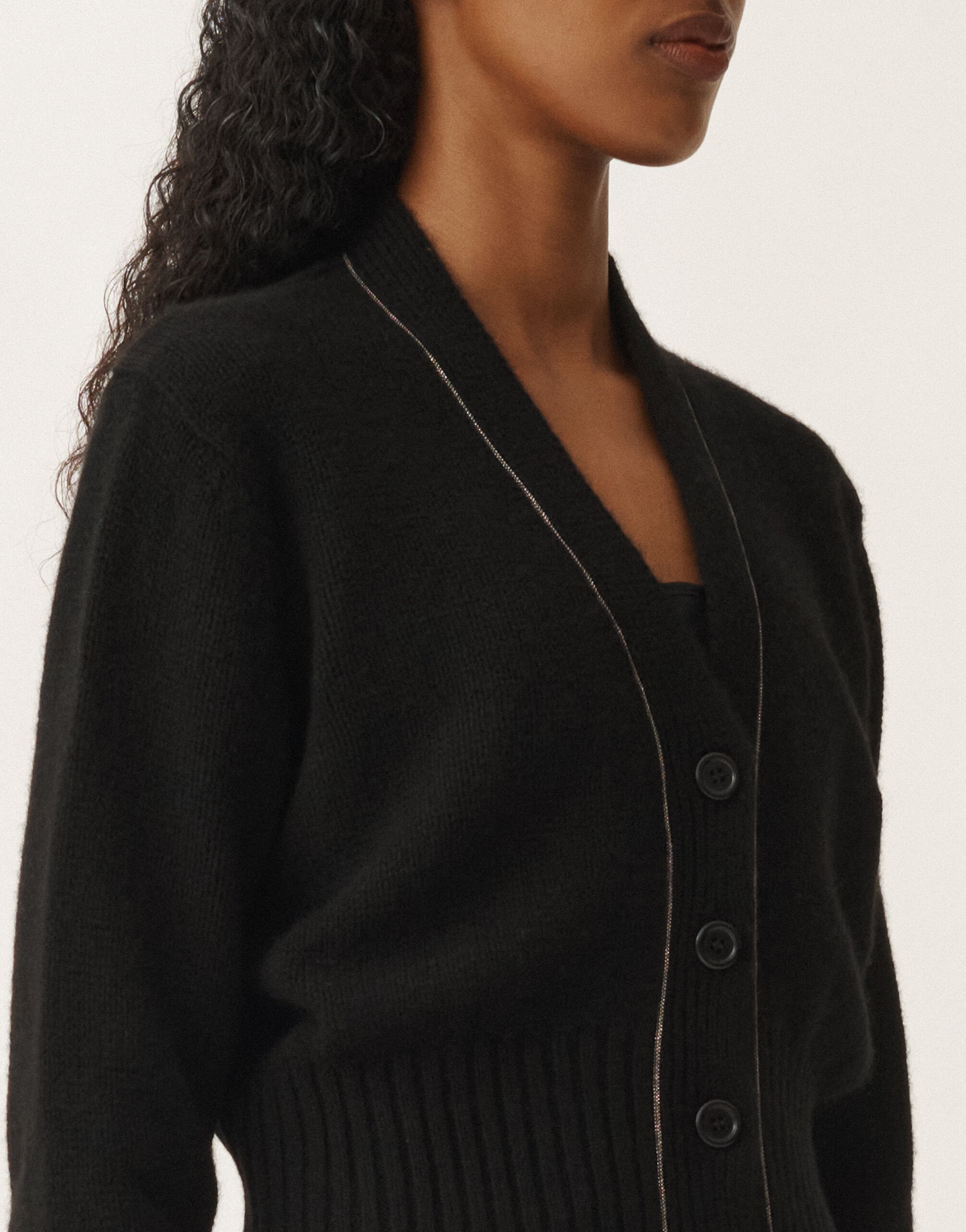 Fabiana Filippi Cardigan en gaze de cachemire, noir NOIR MAD265F038L1610000