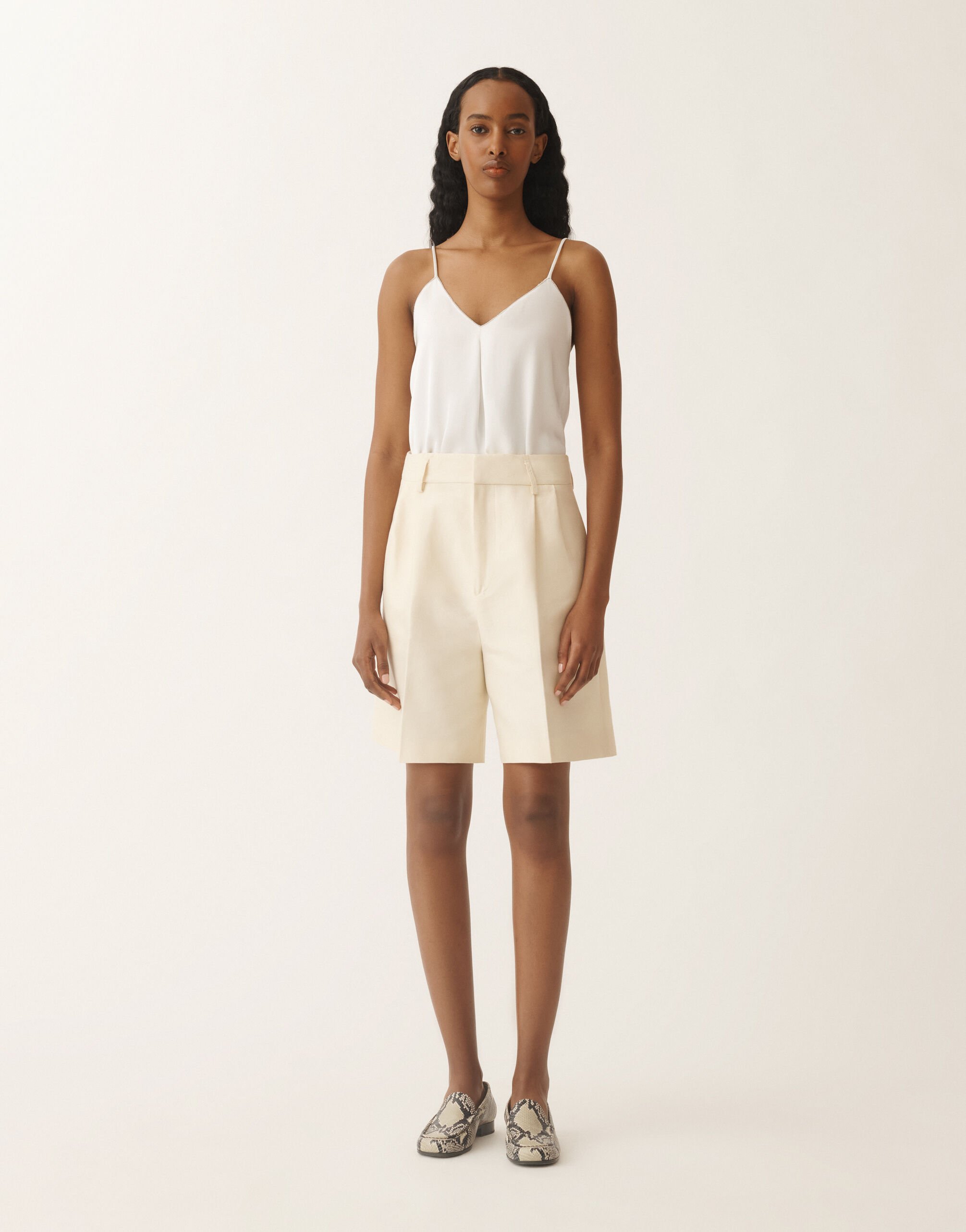 Fabiana Filippi Bermudas aus Baumwolle und Mikado-Seide, vanillegelb VANILLE PAD275F770D7870000