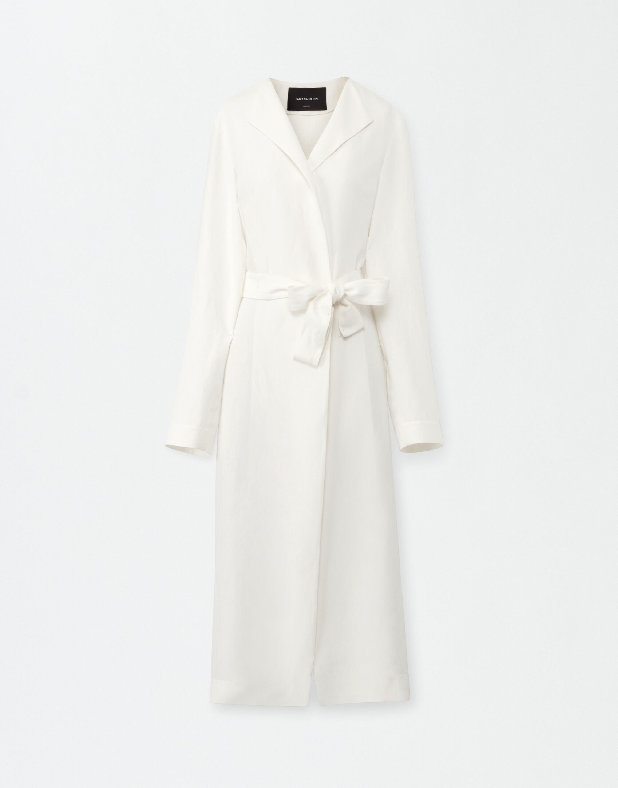 Fabiana Filippi Trench-coat en viscose et lin, blanc PLD274F583I9080000