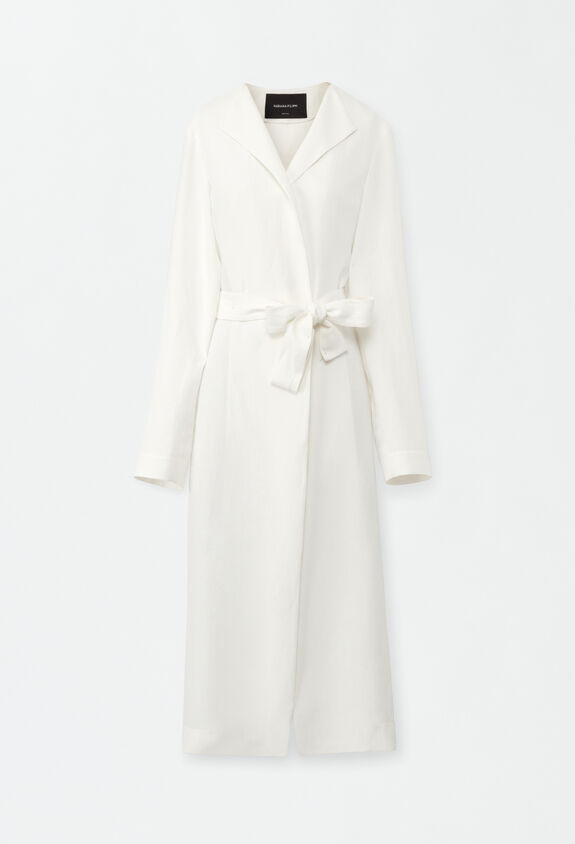 Fabiana Filippi Trench-coat en viscose et lin, blanc CTD274F758D5440000