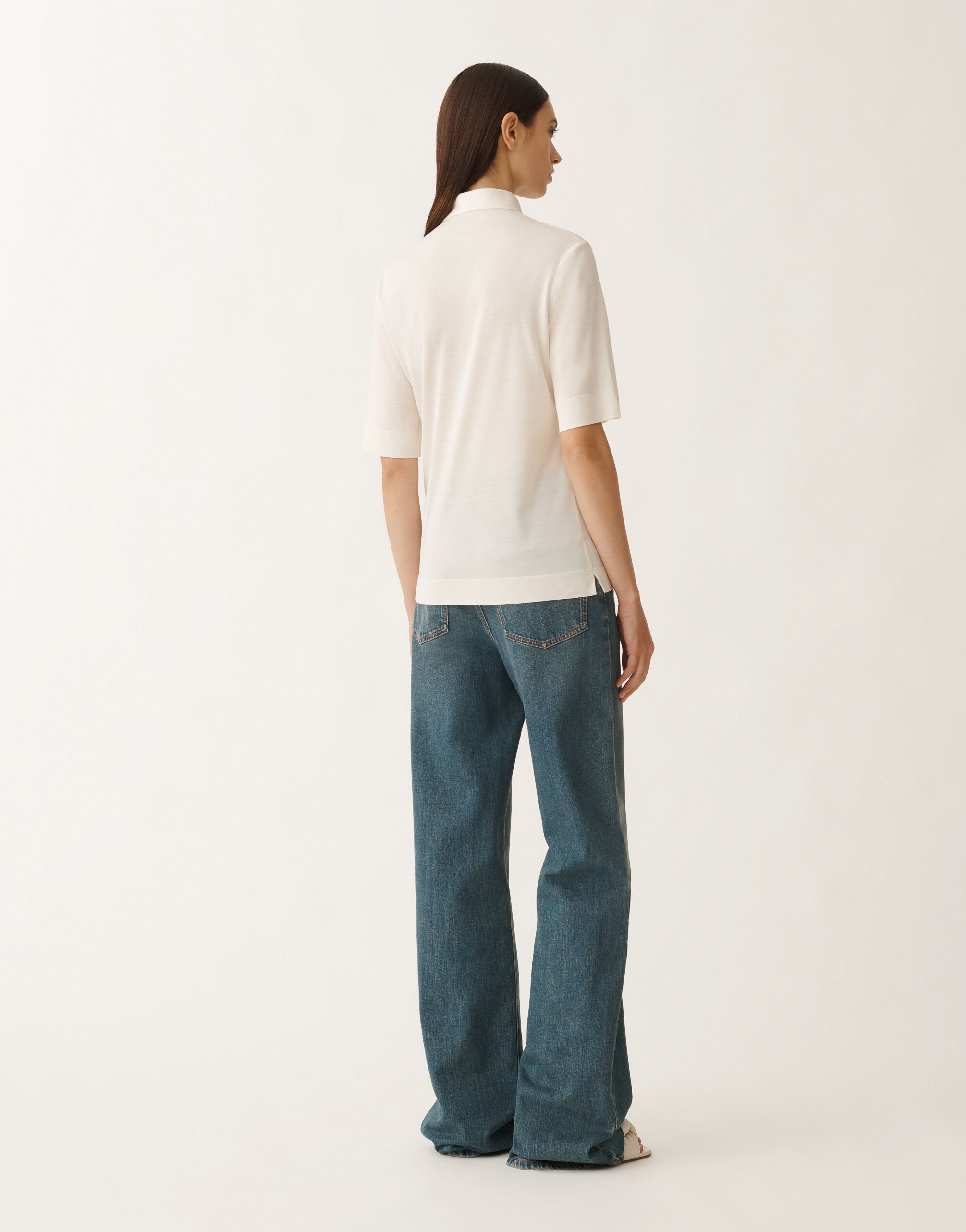 Fabiana Filippi Silk jersey polo, butter WHITE JED265F147D6390000