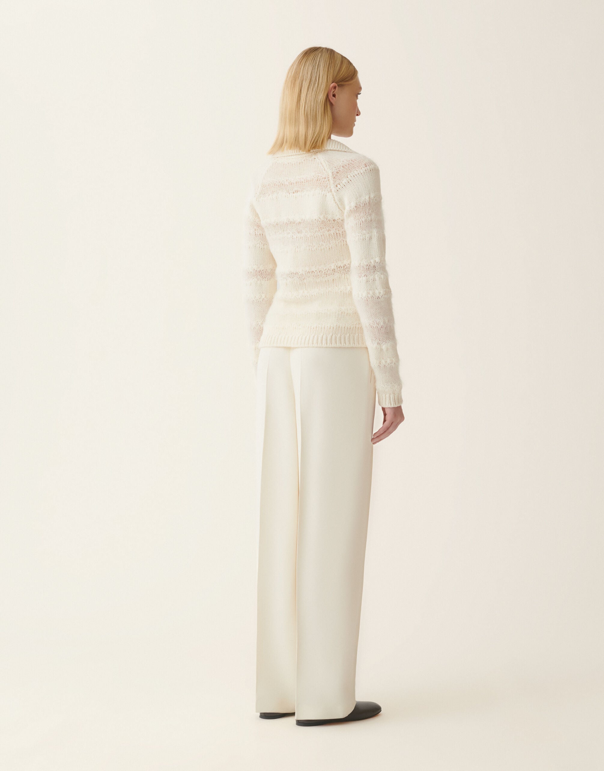 Platinum mohair and micro-sequin striped sweater, raffia Fabiana Filippi Platinum mohair and micro-sequin striped sweater, raffia Raffia MAD226F459M4510000