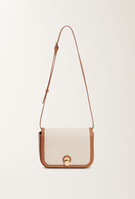 Fabiana Filippi CANVAS ECLISSI MESSENGER BAG WITH LEATHER TRIM YELLOW BGD265A849L2120000