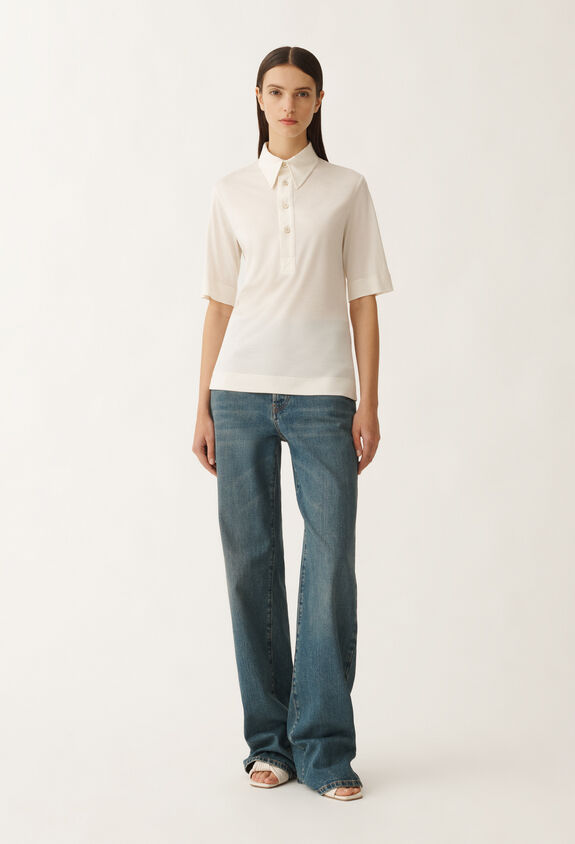 Fabiana Filippi Polo en jersey de soie, beurre BLANC JED265F147D6390000